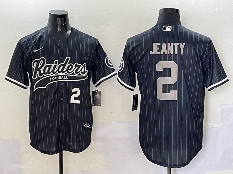 Men 2025 Oakland Raiders #2 Jeanty Black Stripe Joint Name Nike Limited NFL Jersey style 3